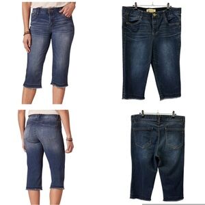 Democracy Denim Ab Solution Fray Hem Blue Jean Capri Skimmer Womens 12